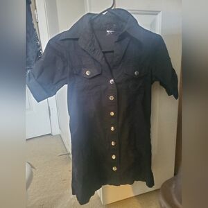 Women's Black Button-Front Shirt with Collar